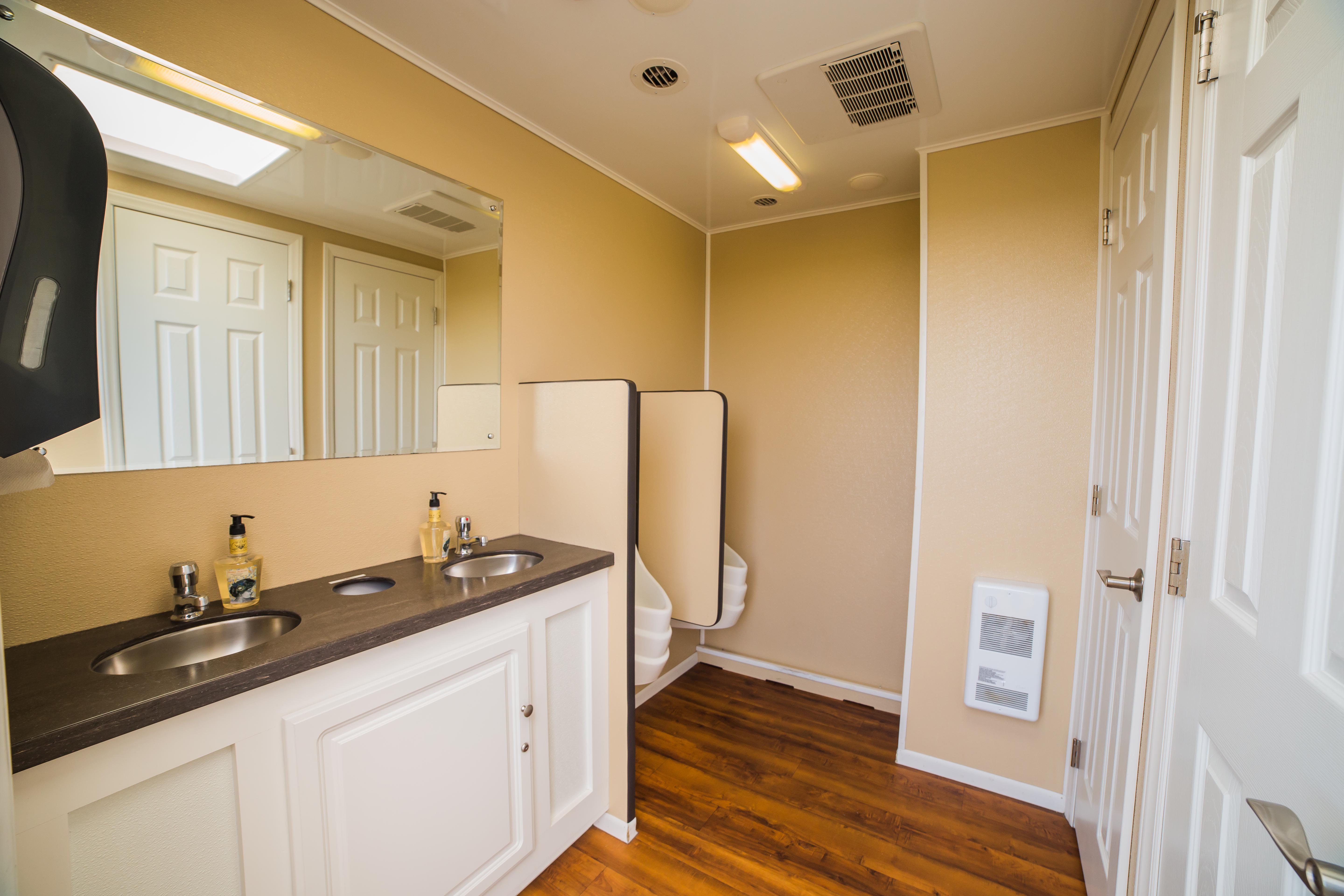 Gold Luxury Restroom Trailers Interior View